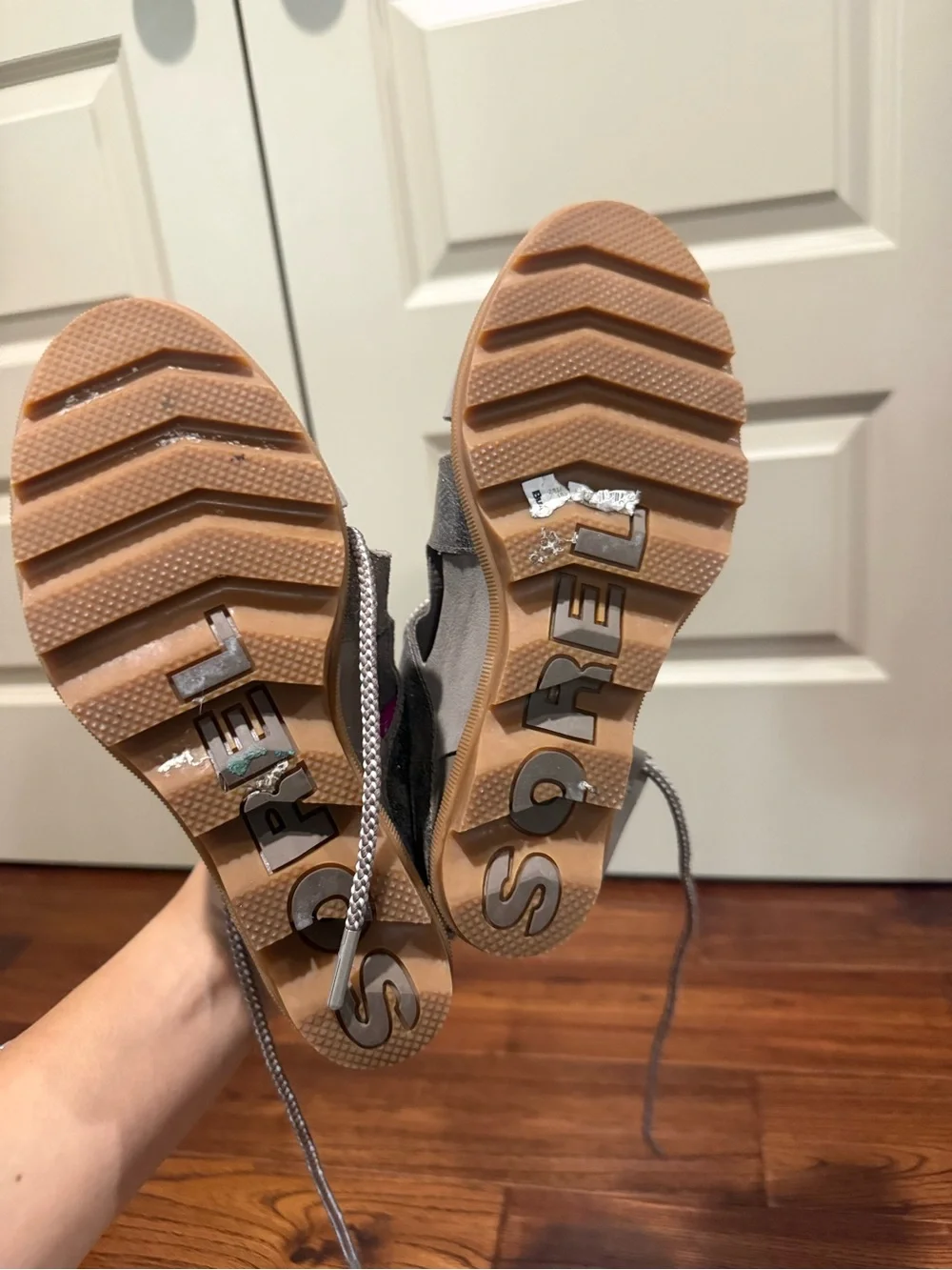 Sorel Taupe and Metallic Wedge Lace-Up Sandal
